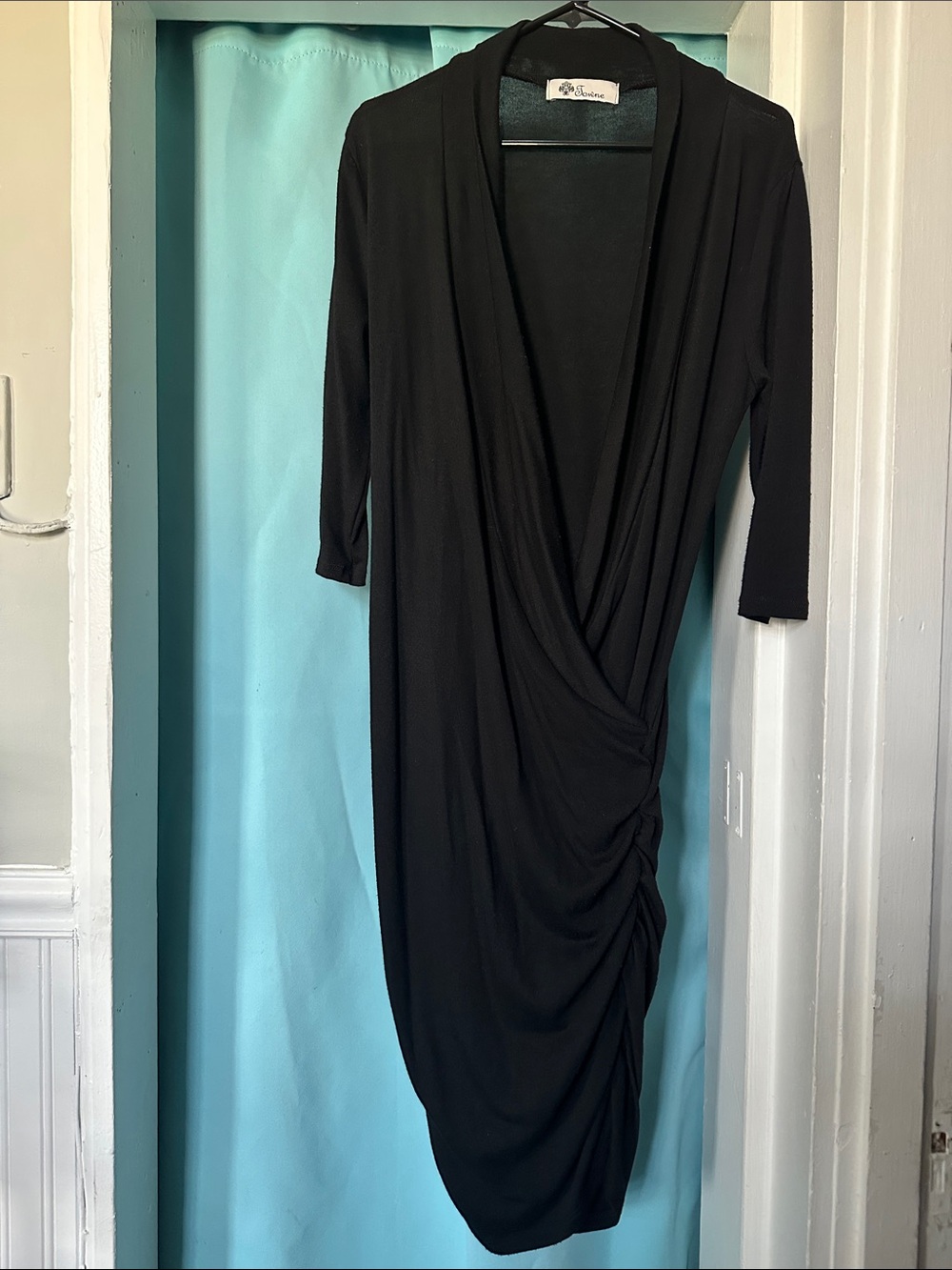 Black Ruched Midi Dress